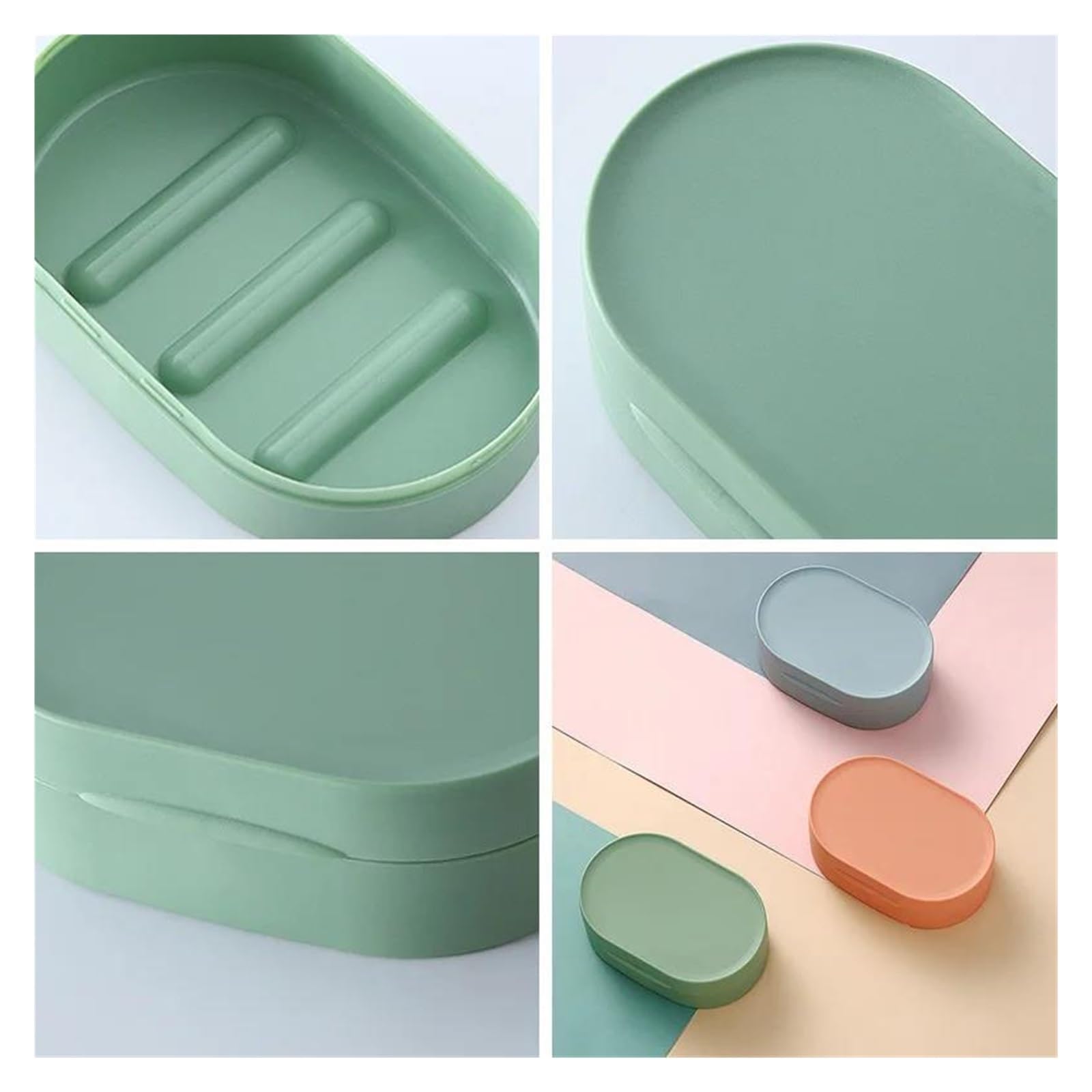 Boîte à Savon De Voyage Ronde - Porte-Savon Plastique Avec Couvercle, 7.7x7.7x4.5cm, Bleu