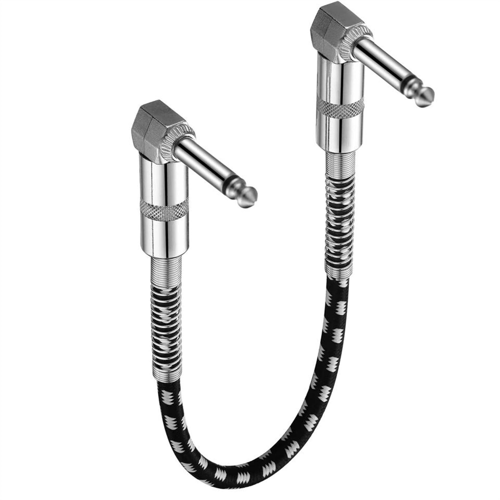 5 Pz 30 Cm Nylon Intrecciato Ad Angolo Retto 1/4 '' Jack Da 6,5 ​​mm A 6,5 ​​mm OFC Cavo Audio Per Effettivi Mixer Per Chitarra Elettrica Cavo Audio per Strumento Chitarra