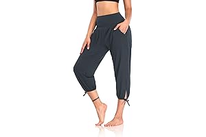 Women's Harem Yoga Capri Workout Sweatpants with Pockets