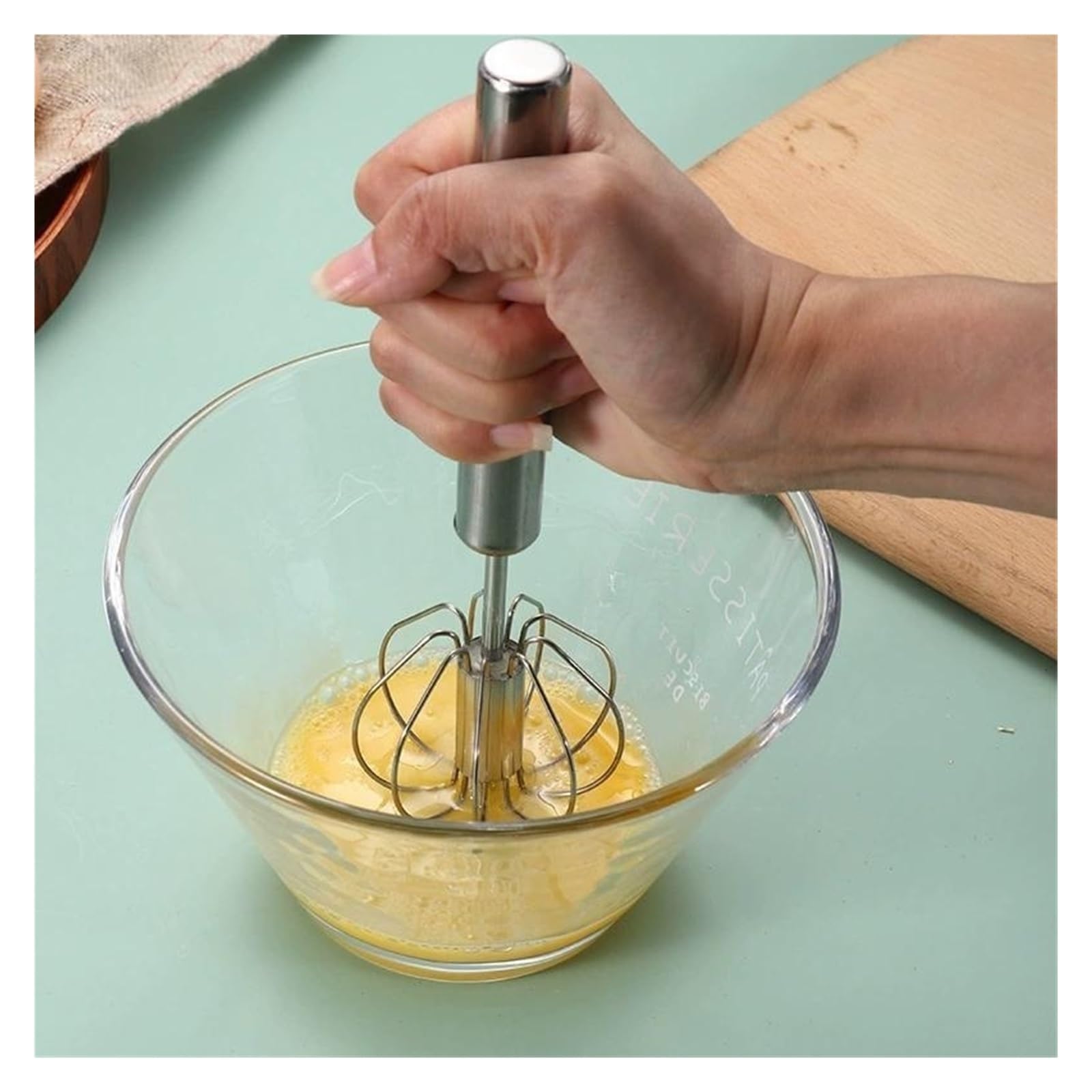 Batidora manual de huevos acero inoxidable for batir y mezclar crema sin esfuerzo(10inch)