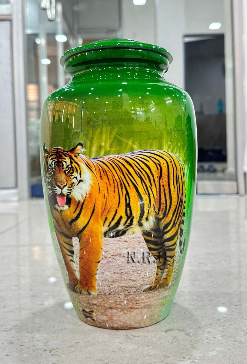Nautical Replica Hub Cremation Tiger Design Urn for Human Ashes - Adult Funeral Urn Handcrafted - Affordable Urn for Ashes (200 lbs)