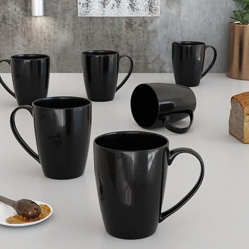 Miniatura 5 de Black Shine - Juego de 6 tazas de té de cerámica, aptas para microondas, tazas de té de cerámica (9.5 fl oz cada una)