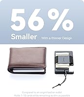 Vista 4 de Cartera minimalista delgada de metal para hombre, tarjetero de crédito con bloqueo RFID, correa para efectivo y cordón, cartera pequeña de aluminio