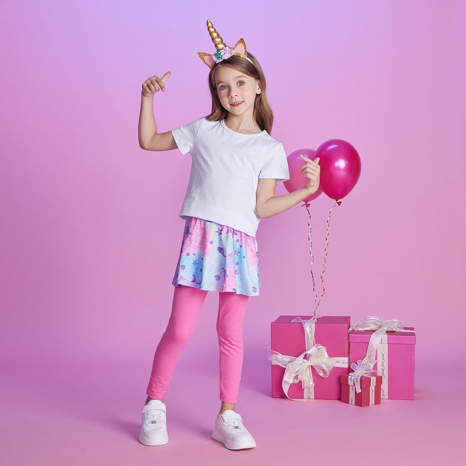 DXTON Kid Girls Leggings with Skirt Toddler Girl Printed Tutu Skirt Pant Birthday Party 3-12 Years - Image 3