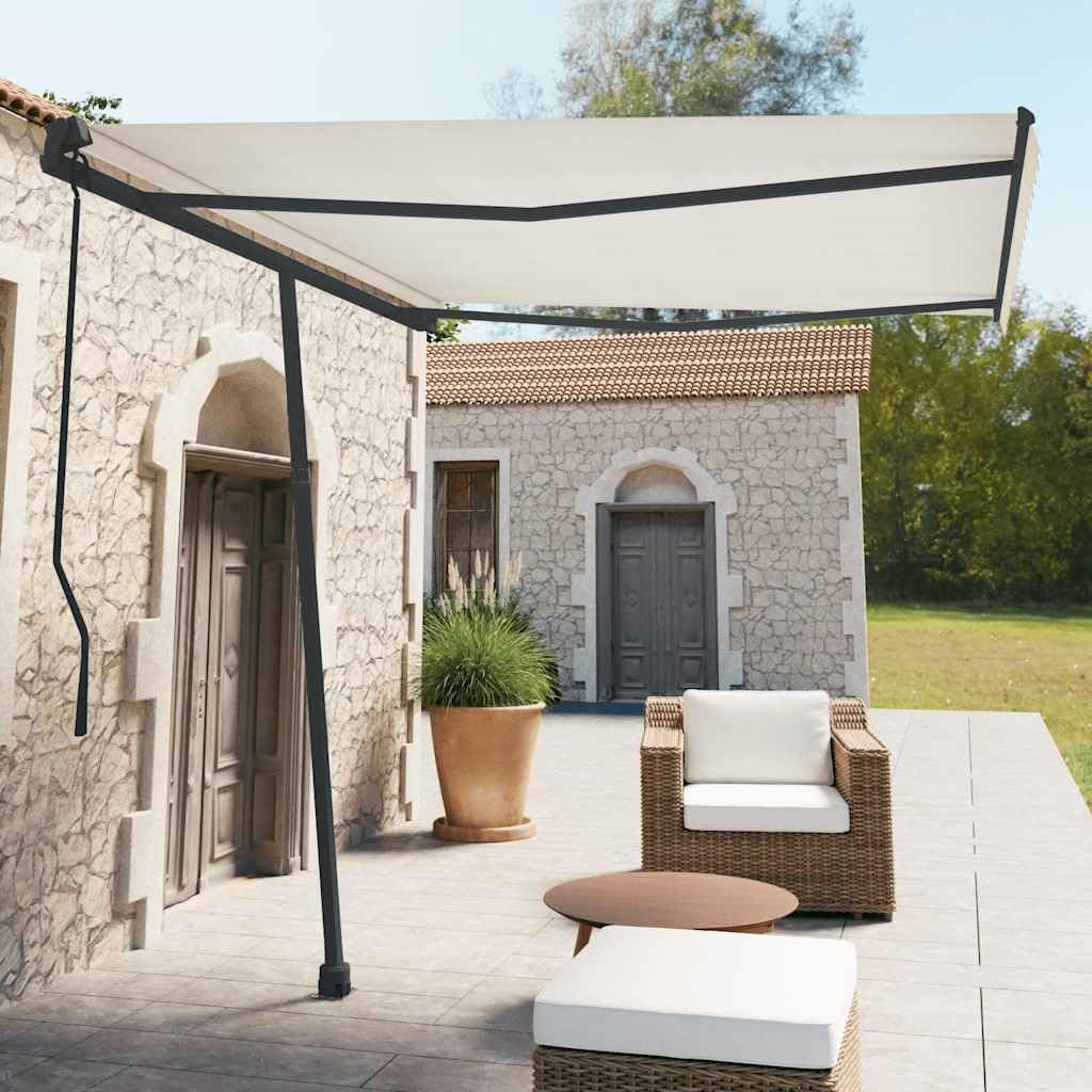 Nqyjm Stützen für Markisen Anthrazit 300x245 cm Eisen für Garten, Terrasse, Außende