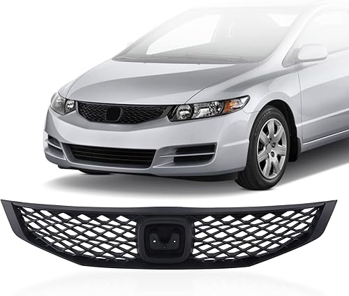 Perfit Liner Nueva parrilla delantera negra compatible con Honda Civic Coupé 2009 2010 2011 compatible con HO1200199 71121SVAA50
