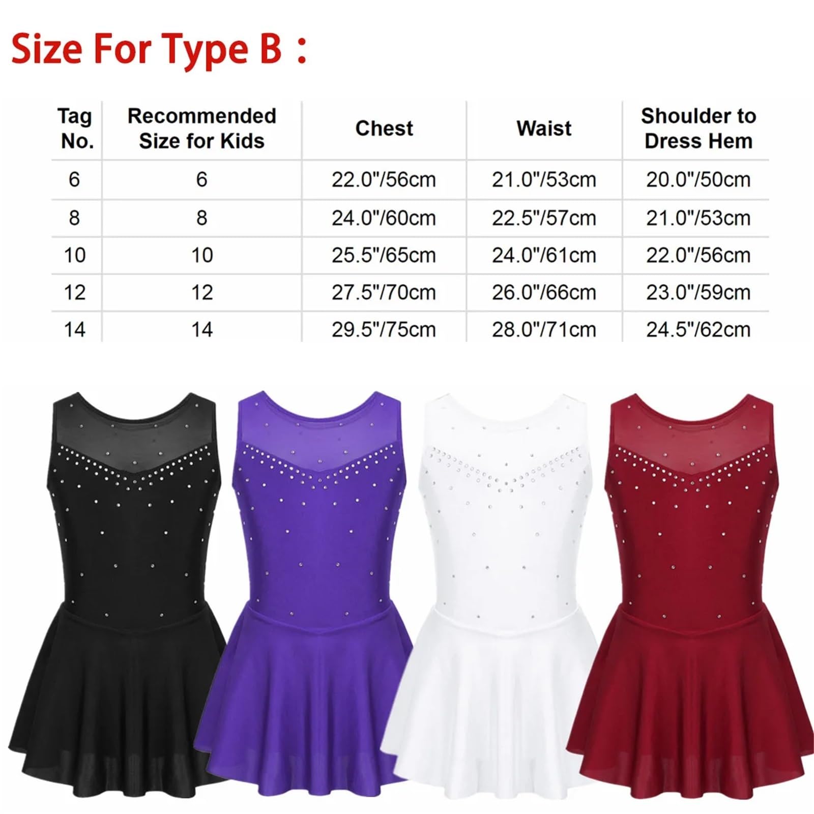 Disfraz Gimnasta NiñA Vestido de Patinaje sobre Hielo for niñas, Vestido de Patinaje artístico de Tul Blanco, Traje de Ballet, Leotardo de Gimnasia, Ropa de Baile(B-Pink,14)