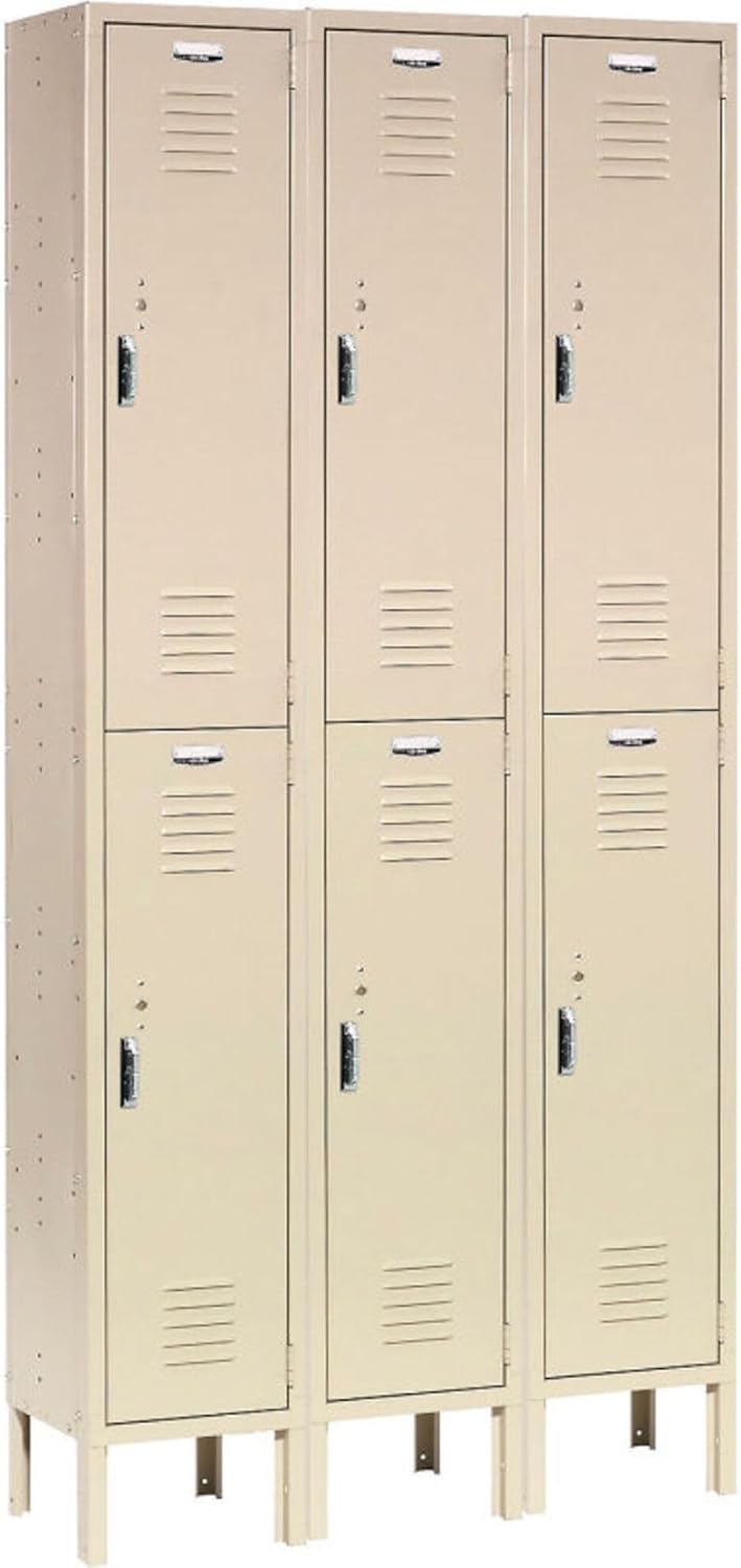 Global Industrial Double Tier Locker, 12x12x36, 6 Door, Unassembled, Gray