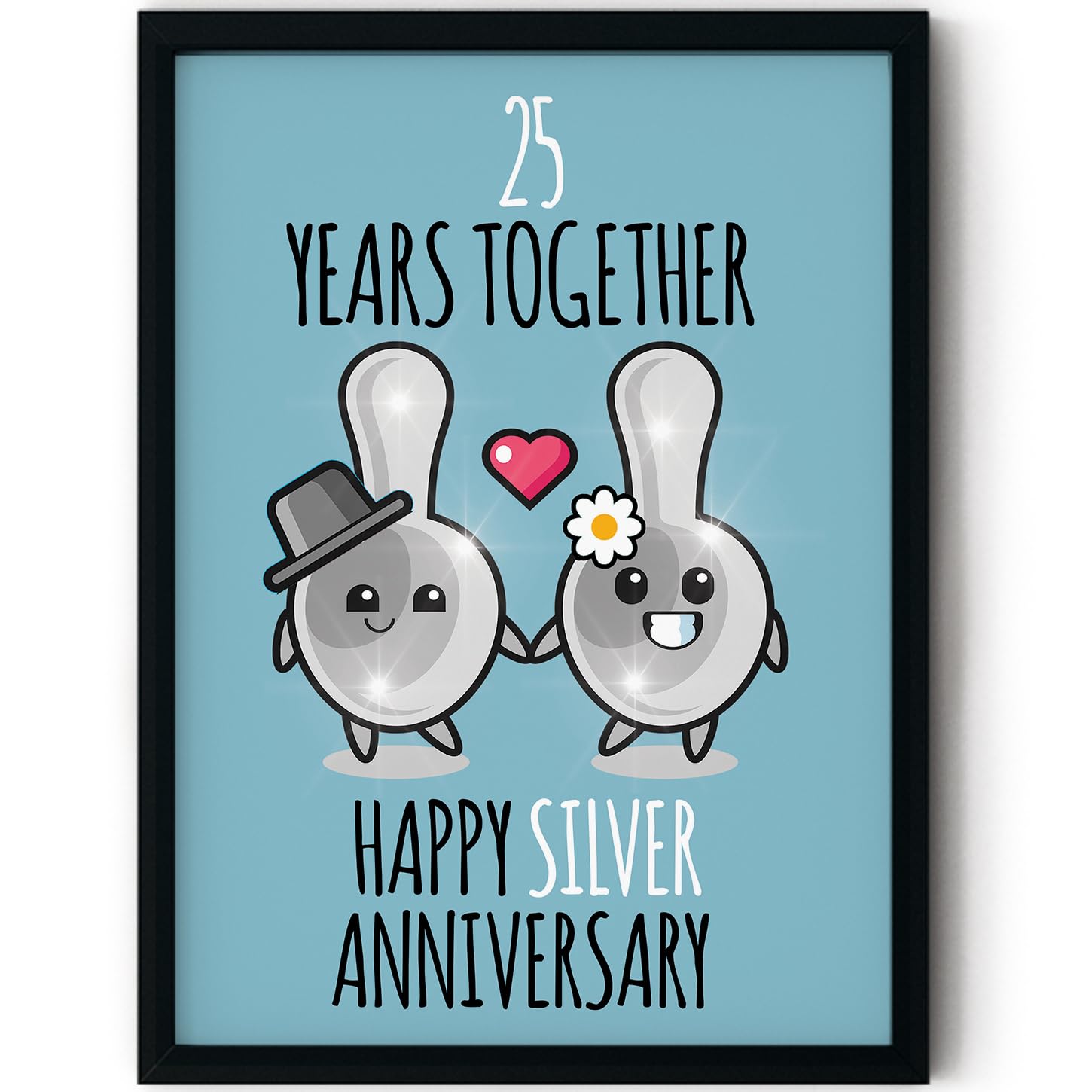 Stuff4 Women's 25 Th Anniversary Poster Framed - Years Together - Happy Th Wedding Anniversary Cute Gifts For Boyfriend Girlfriend Companion Partner Wife Husband, 8X10 Inch Anniversaries Posters