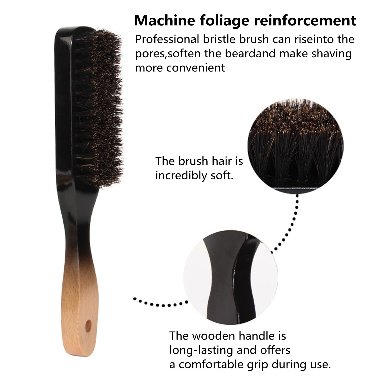 TIEGUANJIA Professional Beard Grooming Brush, Natural Hair Boar Bristles Fade Brush for Men's Facial Shave and Styling - Image 3