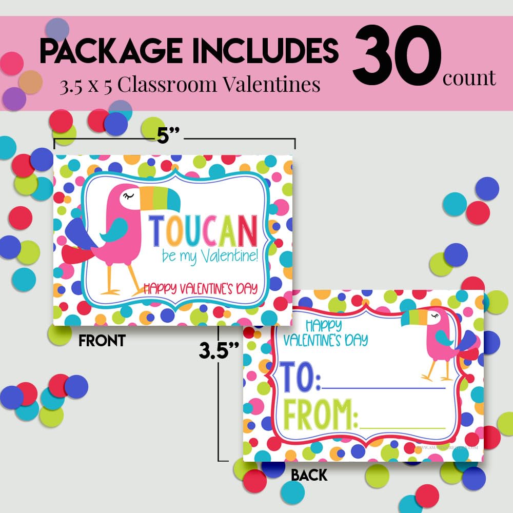 30 Valentinstag-Karten Für Kinder – Chamäleon-Motive, 8,9x12,7 Cm