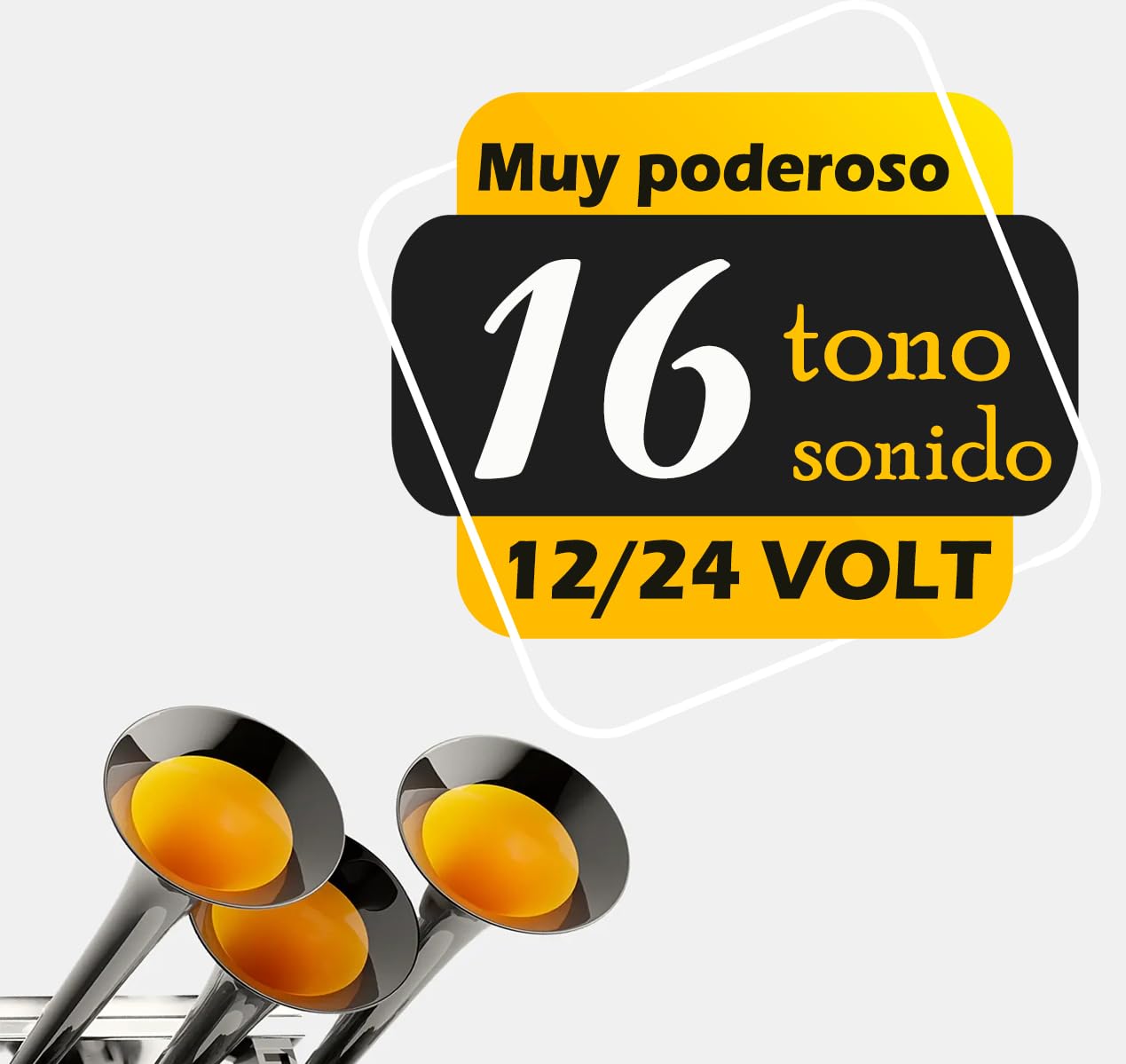 Bocina de aire Musical 12-24 Volts | Baby Shark | Bocinas Musicales | Electrica Universal La Cucaracha 130 dB | 16 Melodies - 3 Super Potente Trompette Klaxon | Para Camion,Coche,Bus,4x4,furgoneta