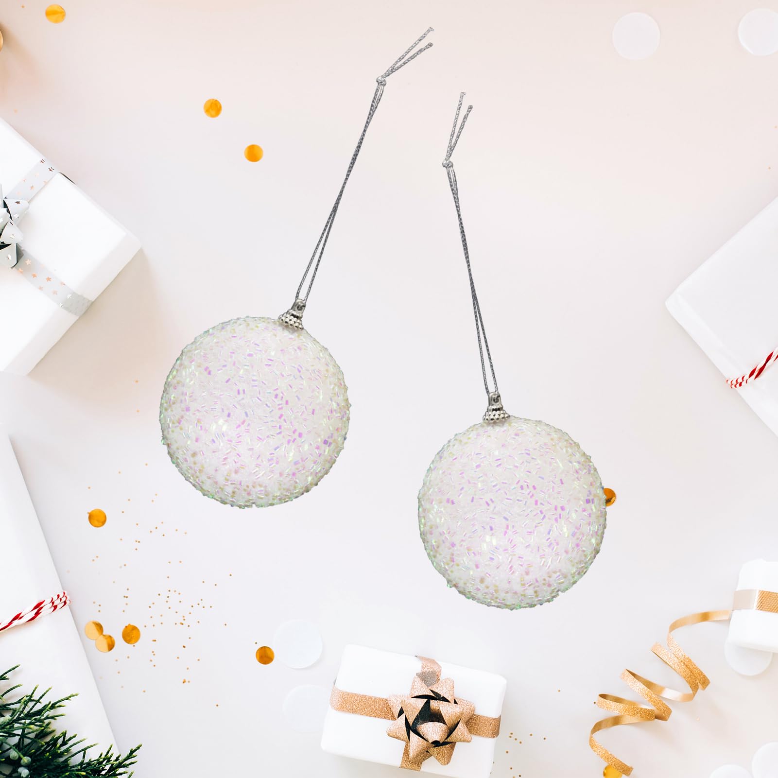 12 adornos de bolas de Navidad de 60 mm, inastillables, bolas de espuma de lentejuelas con purpurina, adornos colgantes de Navidad, adornos decorativos para colgar en el árbol de Navidad, manualidades