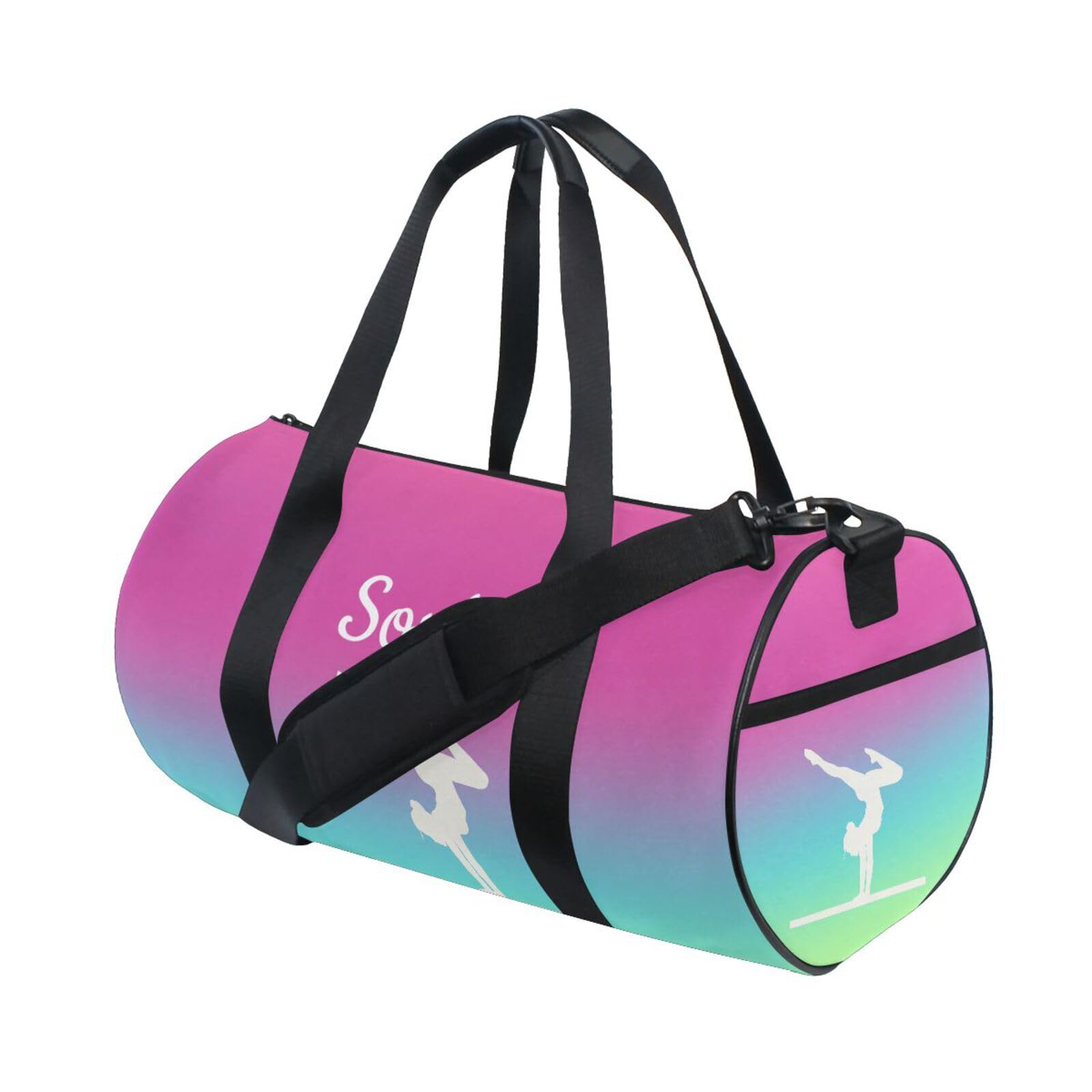 Sac de sport personnalisé pour filles avec motif dégradé corail - Nom personnalisé - Sac de gym pour enfants - Sacs de danse - Équipement de gymnastique - Rangement - Cadeaux de gymnastique pour