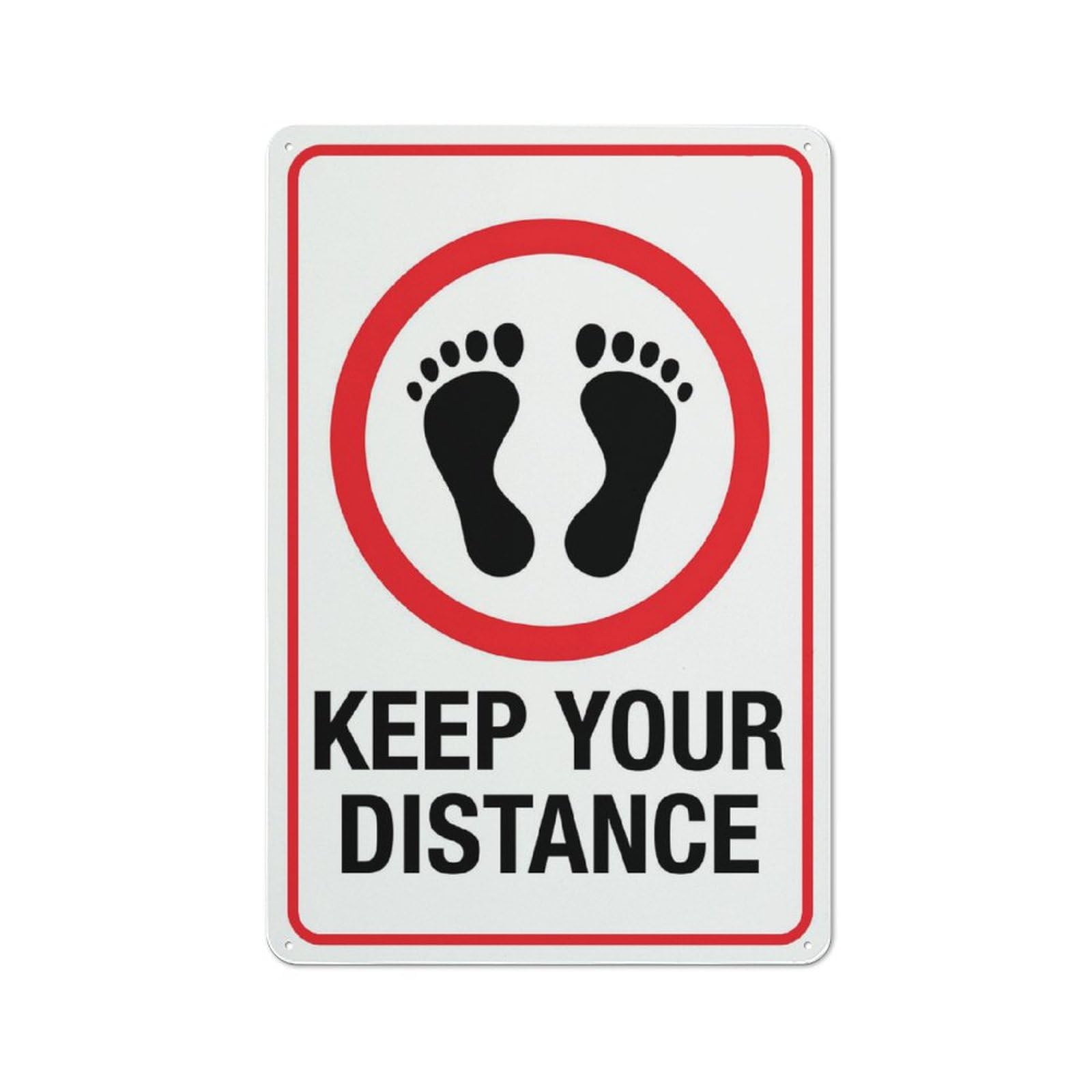 Keep Your Distance Foot Print Symbol Sign Warning Tin Sign Home Kitchen Farm Garden Garage Wall Decor 12X8Inch