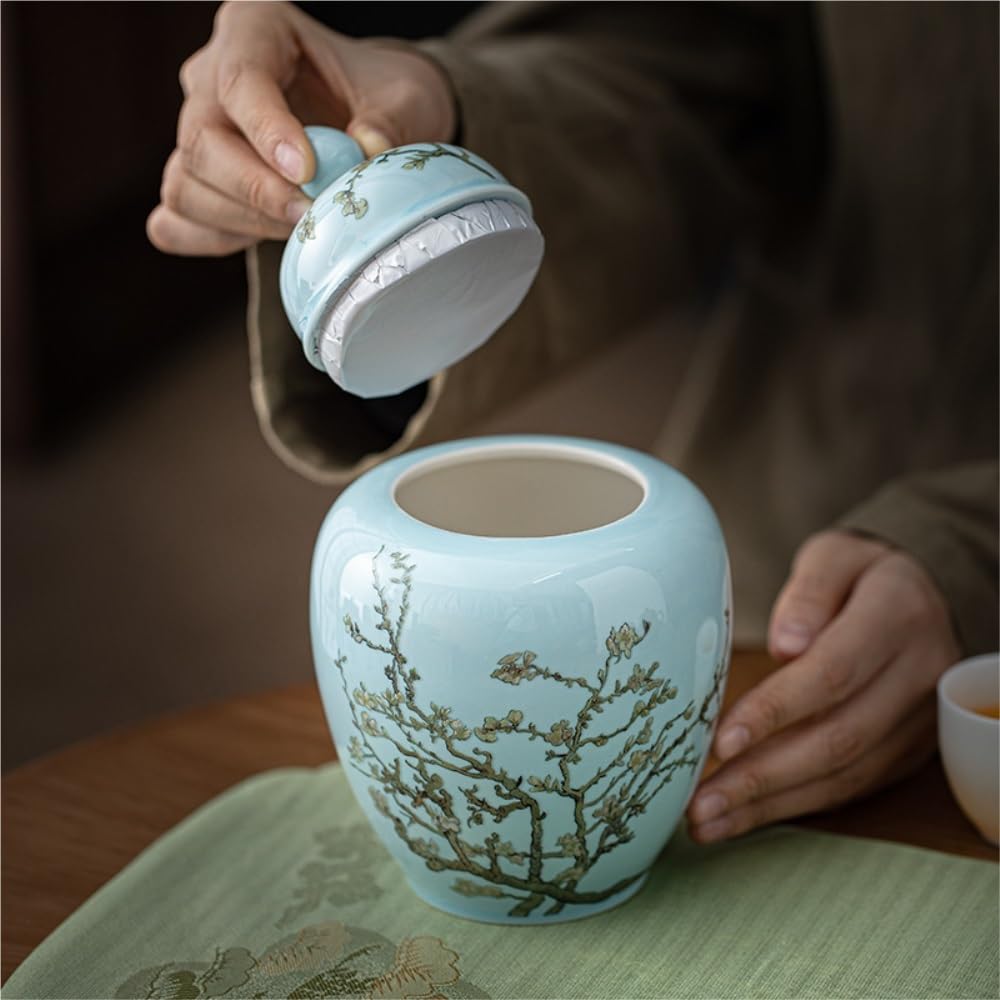 Contenitore per il tè in ceramica, contenitore per la conservazione del tè sfuso, barattolo in ceramica sigillato, barattolo per la conservazione dei condimenti da cucina, set da tè cinese retrò, ba