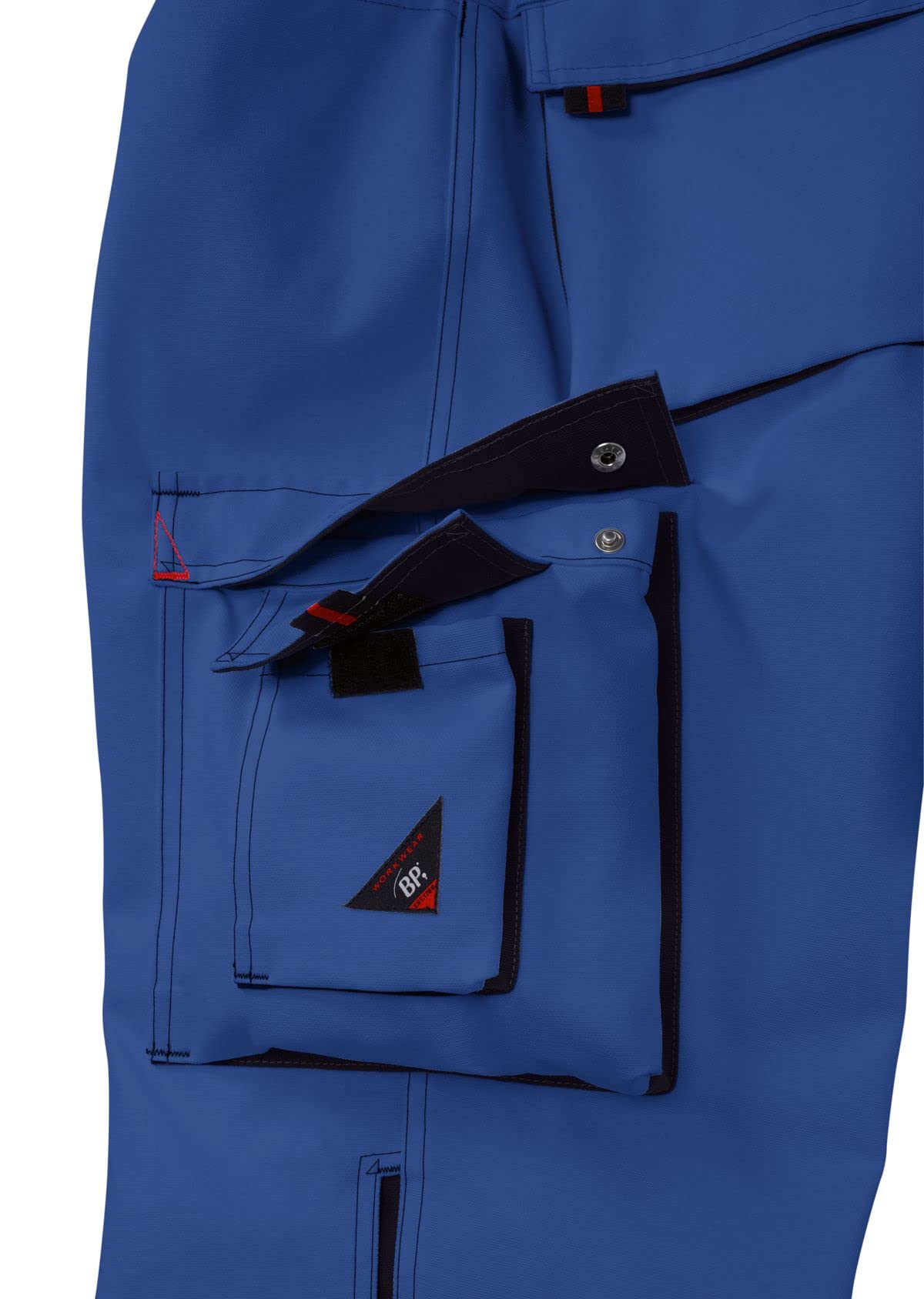 BP Workwear 1788-555-13 Arbeitshose - Gummizug im Rücken - Bundfalten - Normale Passform - Größe: 50n - Farbe: königsblau/schwarz