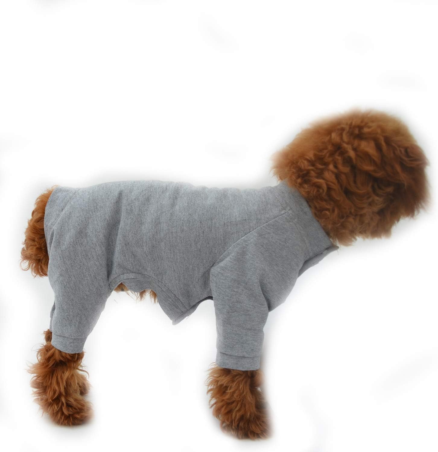 Lovelonglong Four Feet Pajamas, Pure Cotton Dog Jumpsuit with 4 Legs, Stylish T-Shirt PJS for Large Medium, Small Dogs - Gray