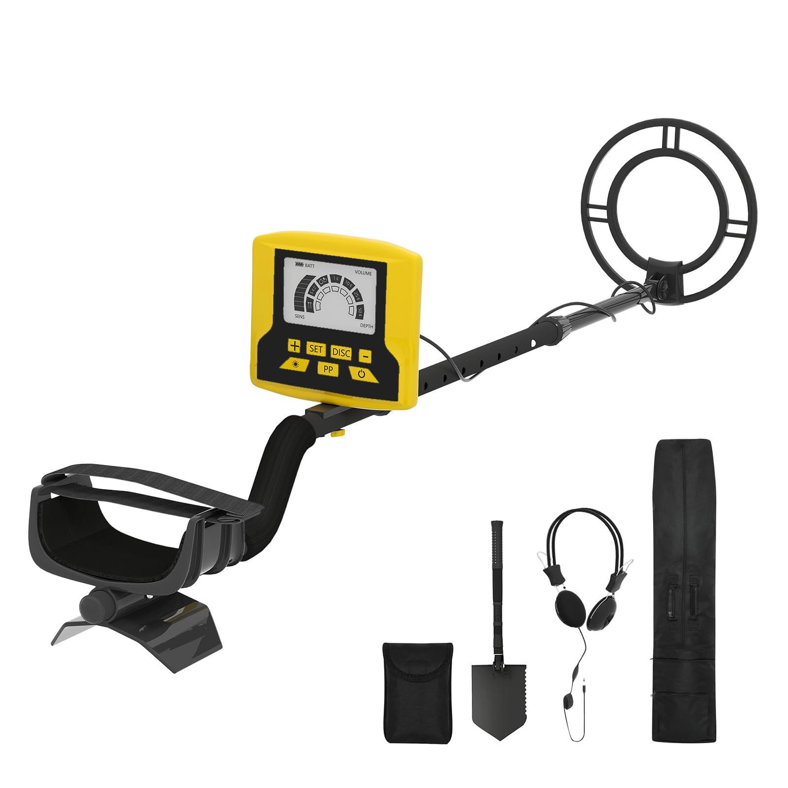 Traderight Professional Metal Detector IP68 Waterproof Search Coil, 7 Target Modes, Pinpoint + Discrimination, LCD Backlight -Foldable & Adjustable for Beach, Field & Underwater Treasure Hunting