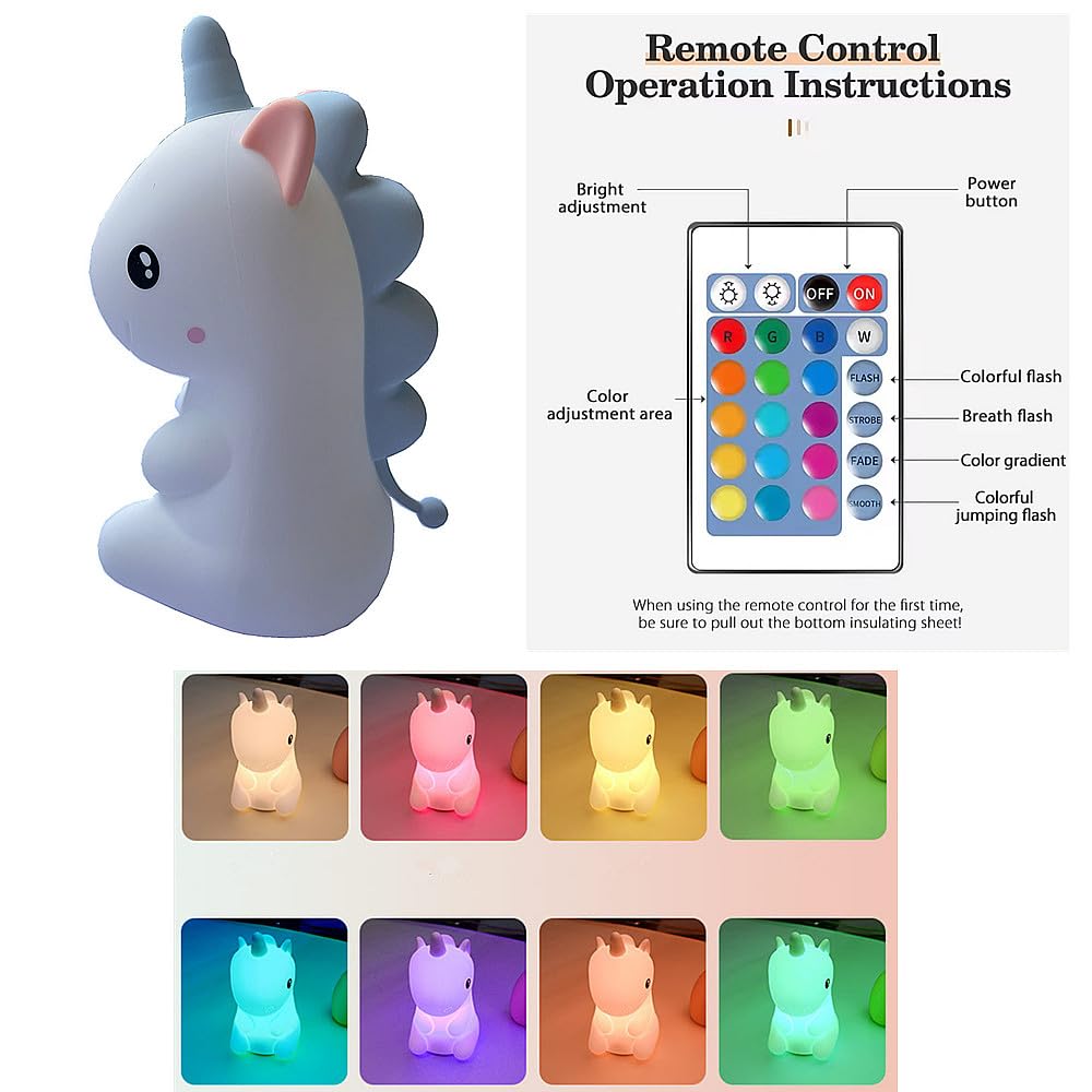 TRIXES Unicorn Night Light for Kids Cute Silicone Nursery Night Light - Image 4