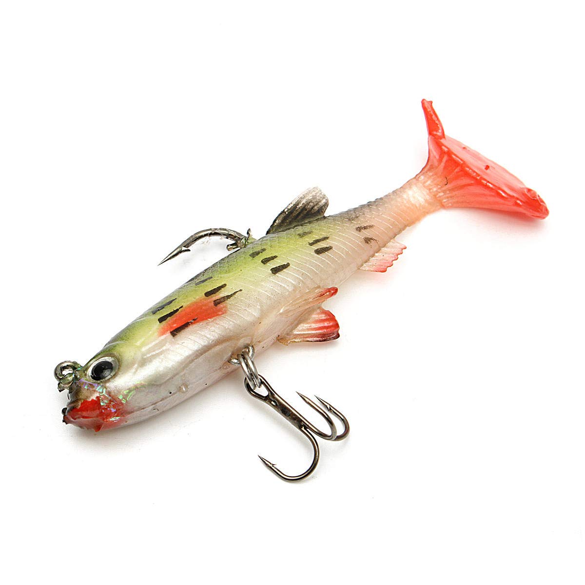 Cebos Artificiales 5pcs 8.5cm Flabby Silicona Minnow Bait Cabeza de Plomo Pesca Alare Aparejo abrupto Gancho Señuelos de Pesca