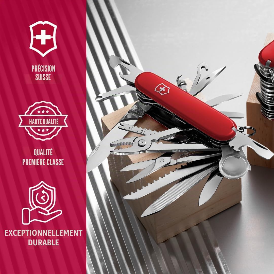Victorinox Swiss Champ XXL, Couteau de Poche Suisse, Multifonction, Léger, 73 Fonctions, Grande lame, Petite lame, Lame serpette