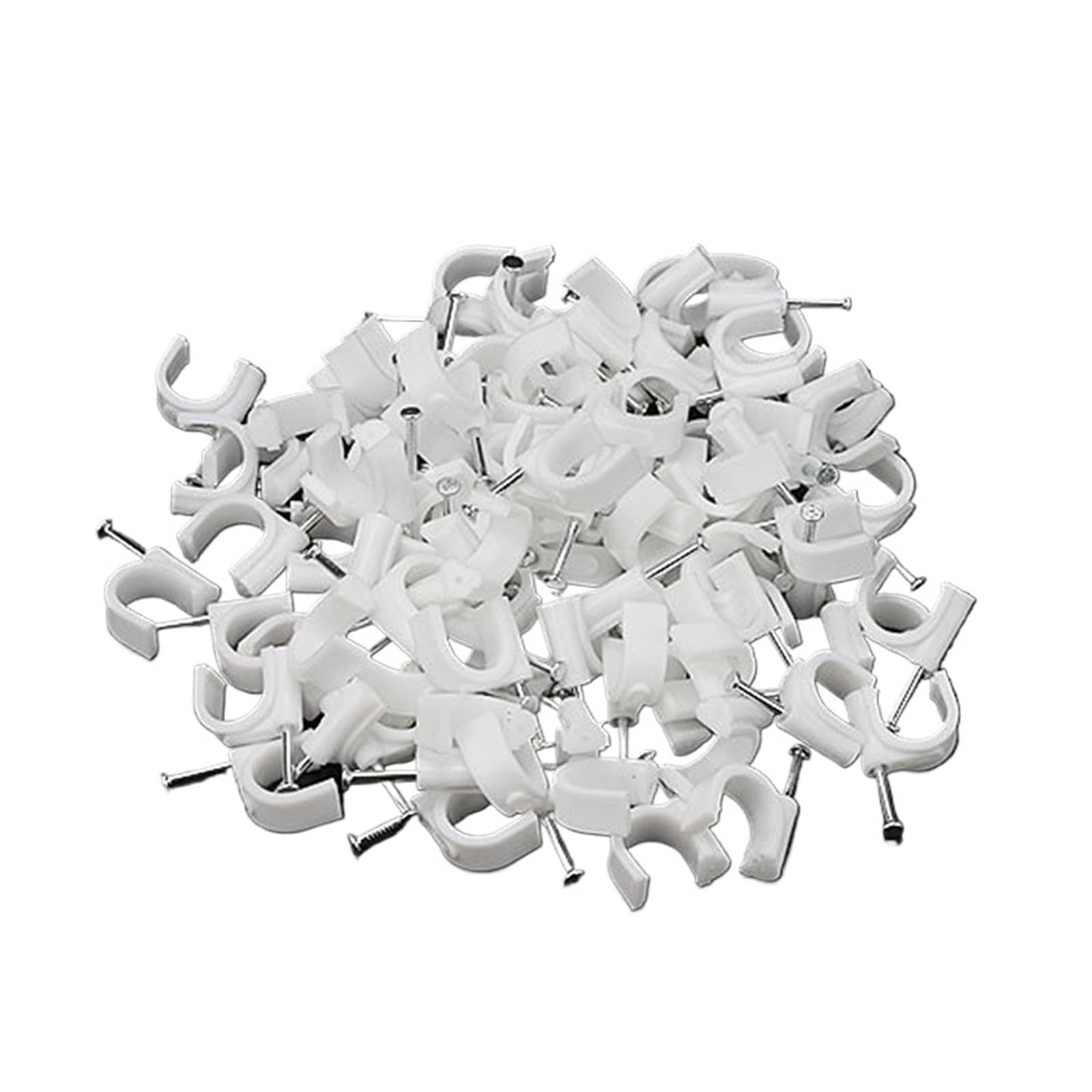 Serre-câbles avec clous en acier, Clips de câble ronds en forme de U, 100 pièces, pince à ongles murale suspendue en acier inoxydable 4-12mm(12mm)