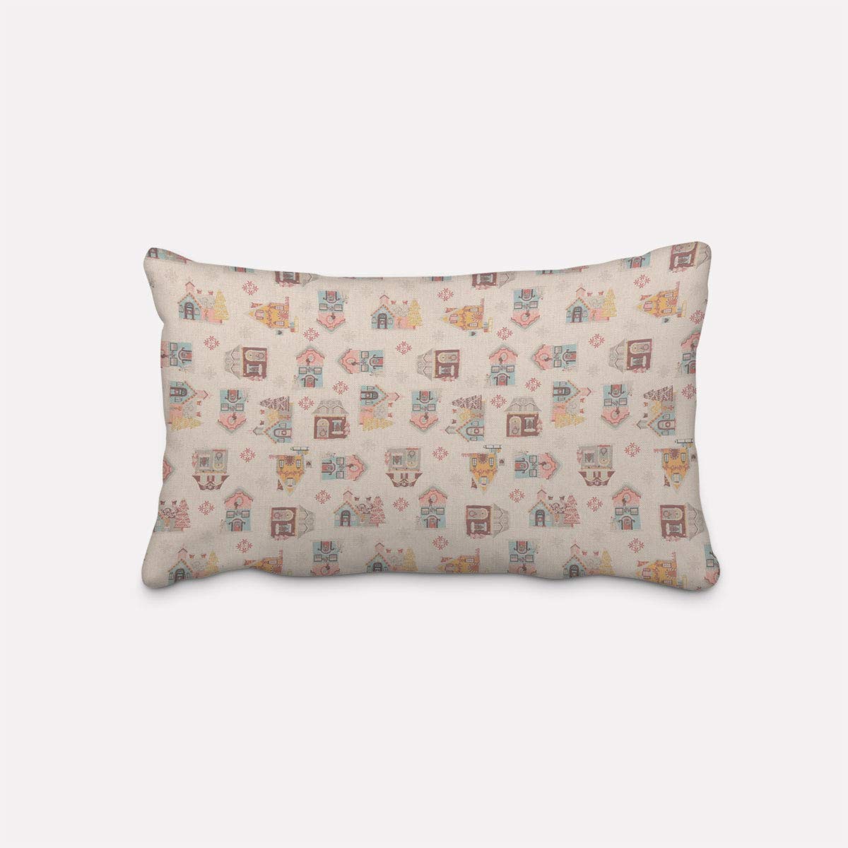 Belle vie. Housse de coussin de Noël Maison Naturel Rose Bleu Rouge Jaune Différentes tailles Housse de coussin Taille : 60 x 80 cm (H x L)