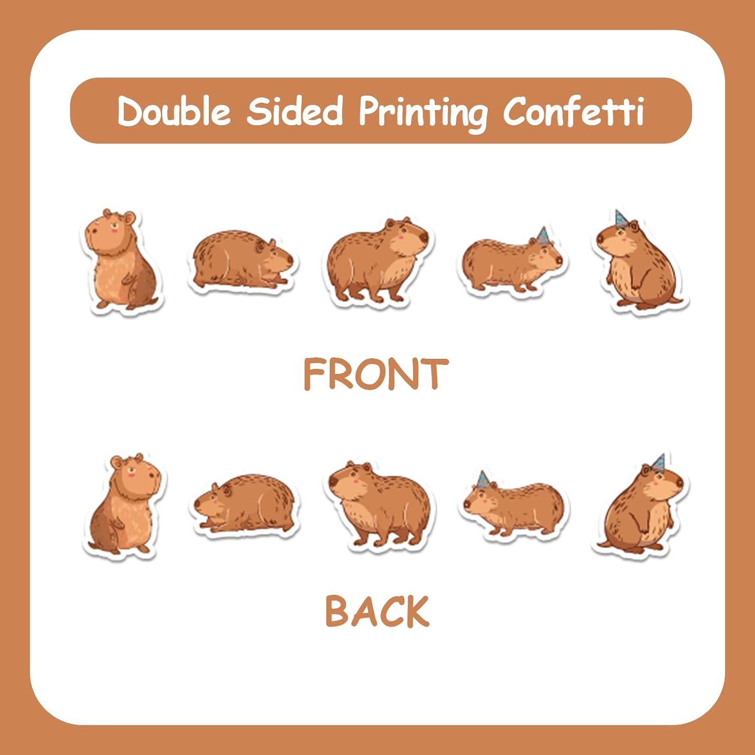 200PCS Capybara Theme Confetti, Brown Cartoon Capybara Table Scatters Double Sided Table Decorations, Capy Animals Birthday Baby Shower Party Supplies image 5
