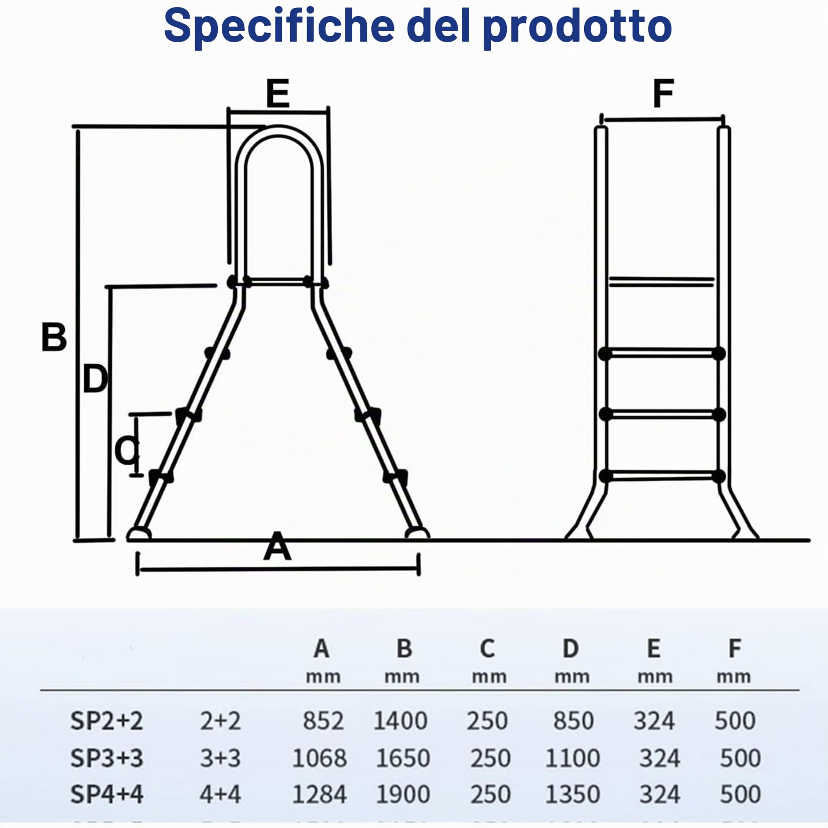 BOTOWI Scala per Piscina da 110 Cm con Piattaforma Deck Heavy Duty 304 Telaio in Acciaio Inossidabile Scaletta per Piscina Esterna da Cortile Fuori Terra, 3 Gradini Antiscivolo Sicuri