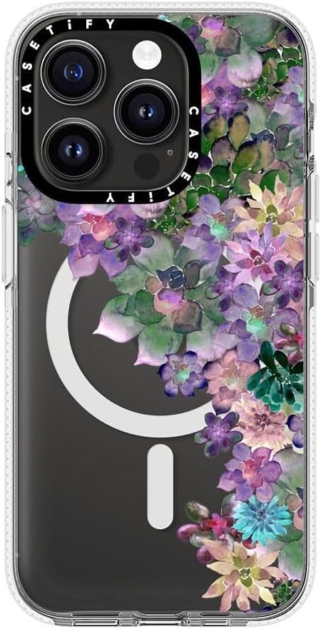 CASETiFY Clear iPhone 15 Pro Case [Not Yellowing / 6.6 ft. 3X Military Grade Drop Protection/Magsafe] - My Succulent Garden - Clear