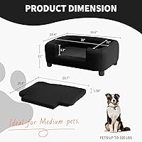 Vista 3 de Sofá Moderno para Mascotas de 37 Pulgadas con Tela de PU Resistente a Arañazos y Patas Ajustables, Sofá Elevado para Perros Pequeños y Medianos