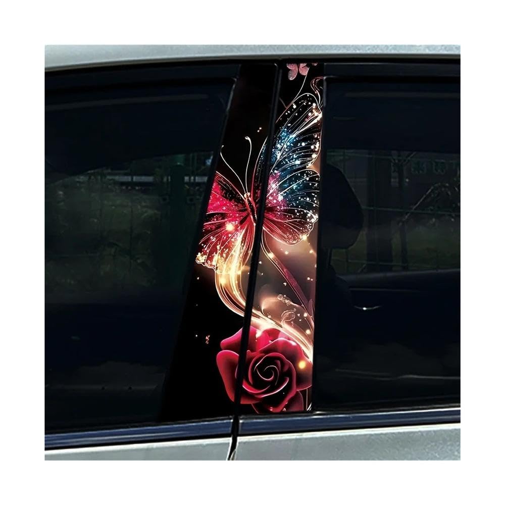 Bertdcx Type A Butterfly Car Stickers Diy Car B-Pillar Cover Scratches Pet Decals Auto Parts(,2Pcs)