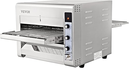VEVOR Horno de pizza comercial transportador cinturón ajustable de calor y velocidad para encimera de acero inoxidable con rango de temperatura de