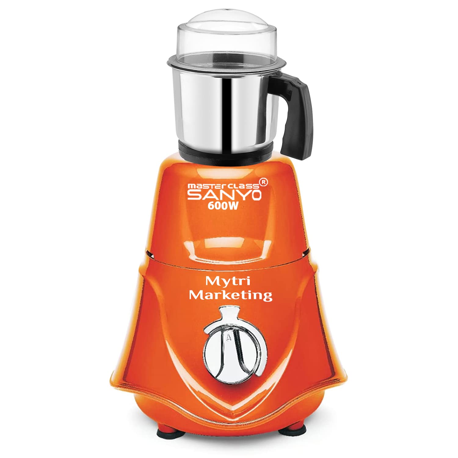 MasterClass Sanyo 600-watts Rocket Mixer Grinder with Stainless Steel Chutney Jar (350 Ml) MAA268, Orange