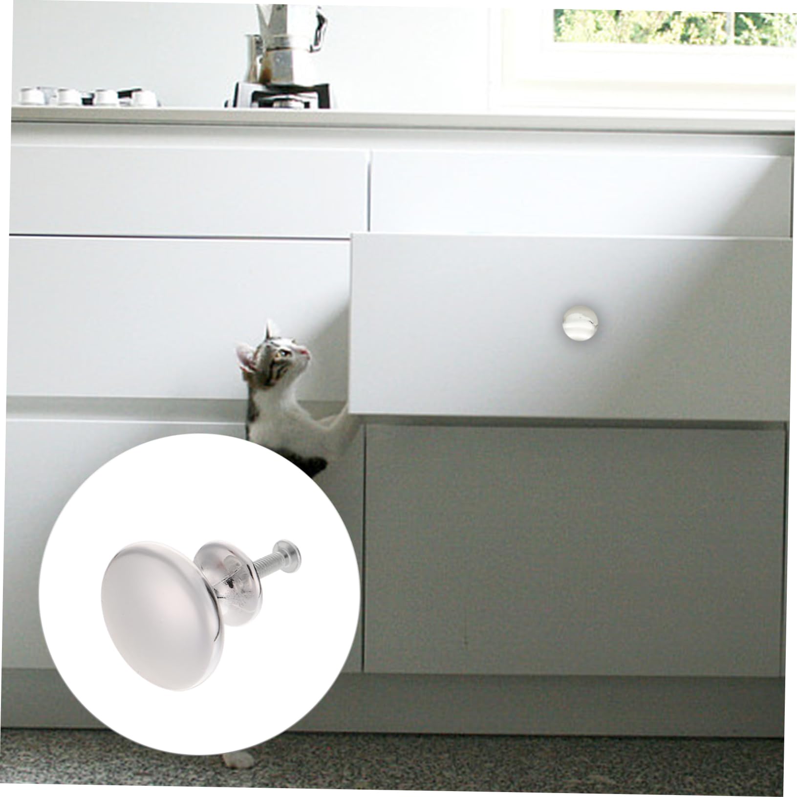 Lurrose 30 Pomelli per Armadi in Lega di Zinco e Alluminio, Argento, Facili da Installare, Eleganti per Cassetti e Mobili