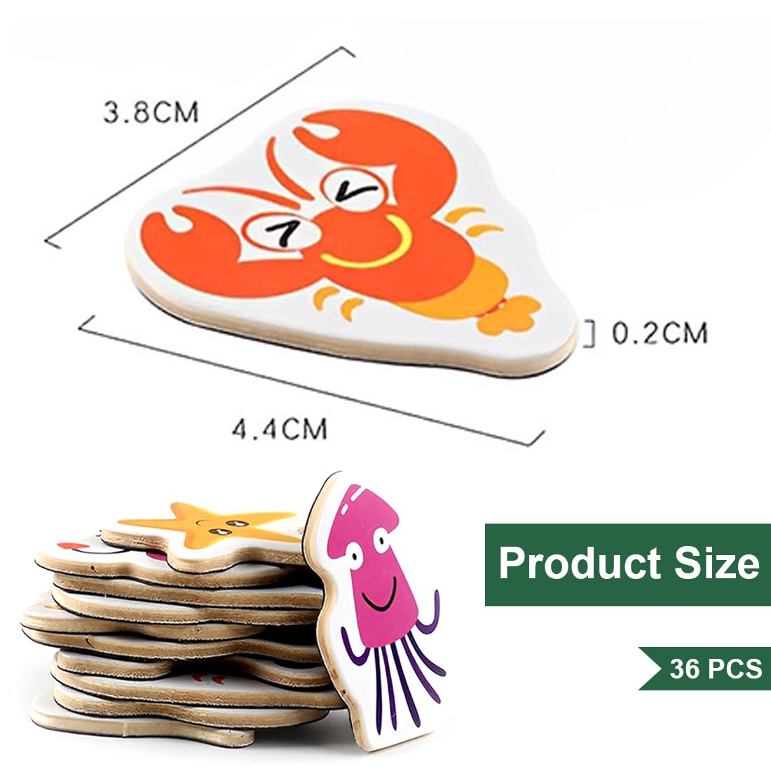36 Pcs Magneti Bambini Calamite Frigorifero Animal Magnets Calamite Frigorifero Bambini Giocattoli Educativi in Legno Magneti per Cartoni Animati per Lavagne Magnetiche Frigoriferi E Lavagne