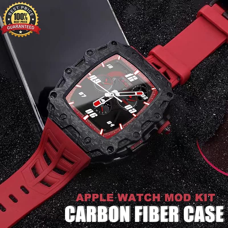 Kit modification Apple Watch carbone vert noir boîtier acier 44mm