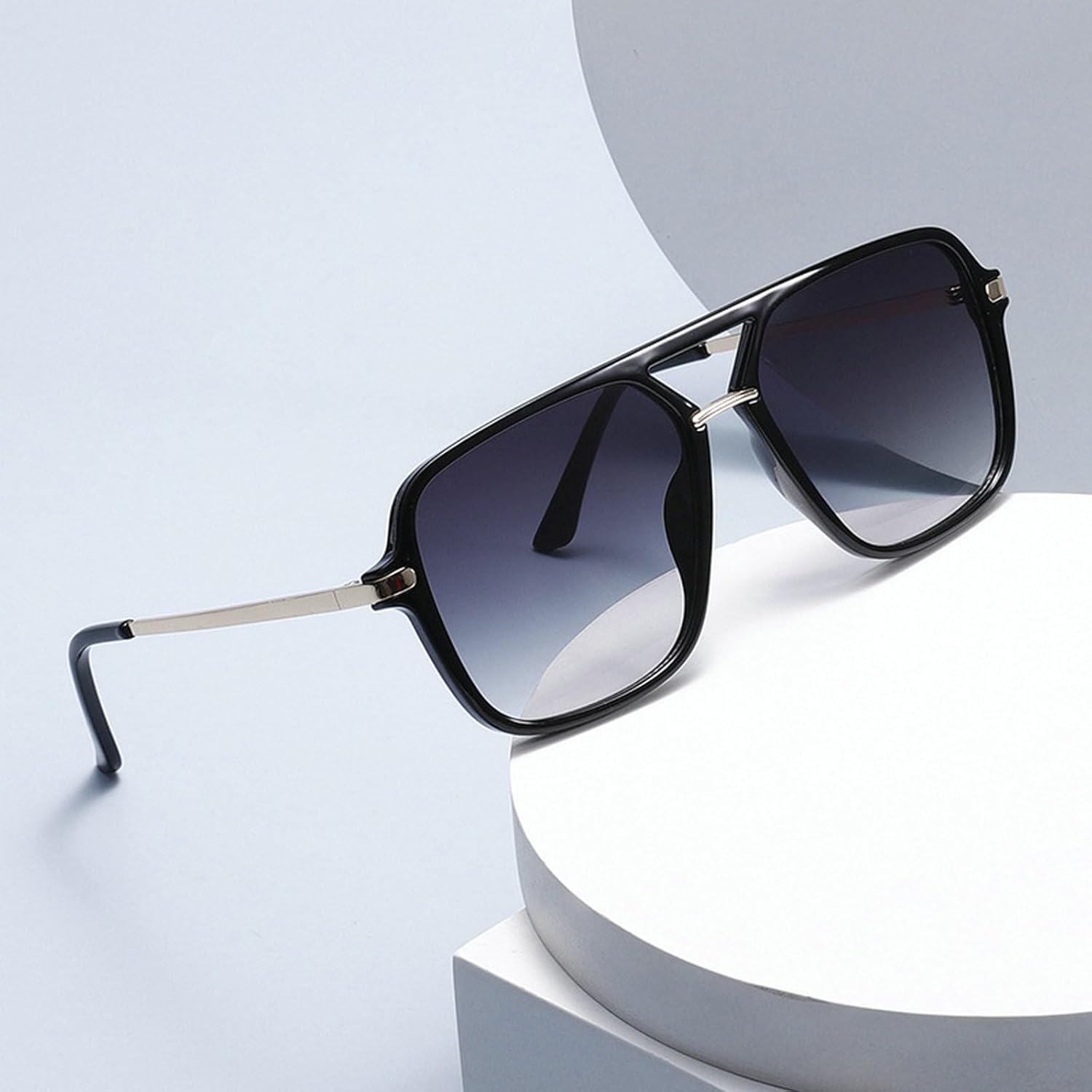 Retro Trendy Pilot Sunglasses for Women Men Gradient Sun Glasses Female Large Square Pilot Shades UV400 Protection - Image 4