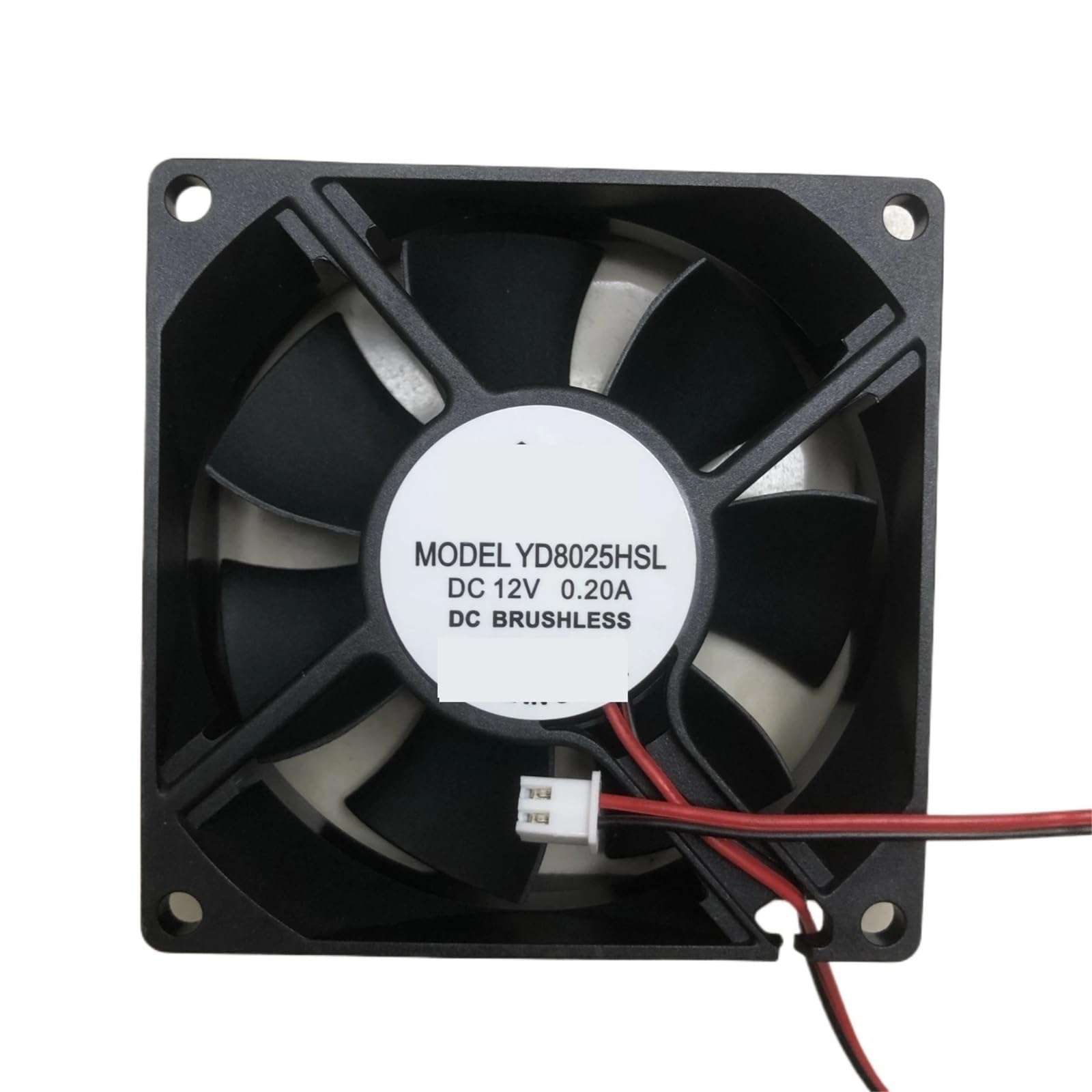 YD8025HSL DC12V 0.20A 80x80x25mm ventilateur de refroidissement de serveur à 2 fils