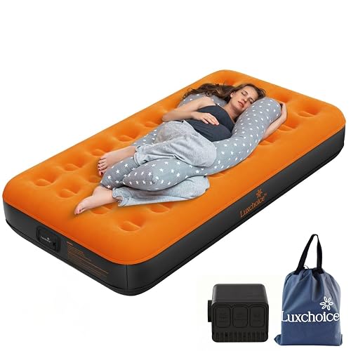 Luxchoice Air Mattress Twin with Built-in Rechargeable Pump 9'' Camping Inflatable Mattress Portable Blow up Air Bed for