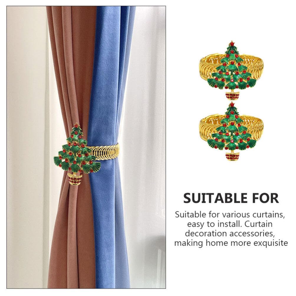 2pcs Christmas Curtain Tieback Buckle Festive Spring Holdback Decorative Carving Design Christmas Curtain Ties Drapes Modern Curtain Holdbacks Holiday Decor