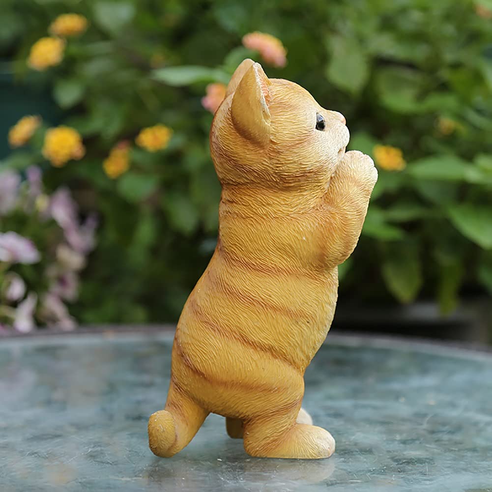 Ogrodowe Statuetki Zewnętrzne Duże Zwierzęce Ozdoby Ogrodowe Zewnętrzne, Słodki Miniaturowy Kot Żywiczny Dekoracja, Ogrodowa Dekoracja Ogrodowa Krasnal Miniaturowy(B)