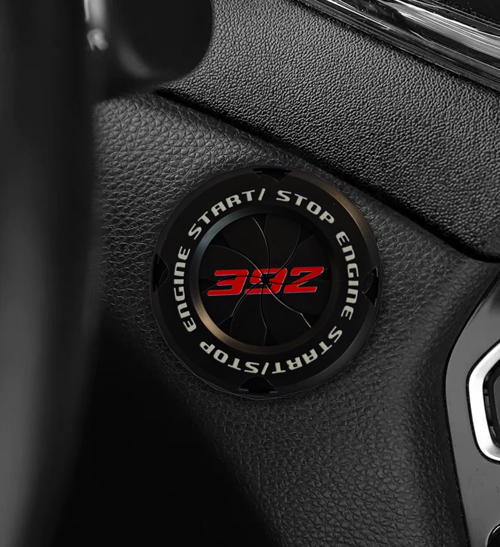 POWADDA Rotary Push Start Button Cover, Car Engine Push to Start Accessories, Automotive Start Stop Button Cover Compatible with 392 Cars，DIY Car