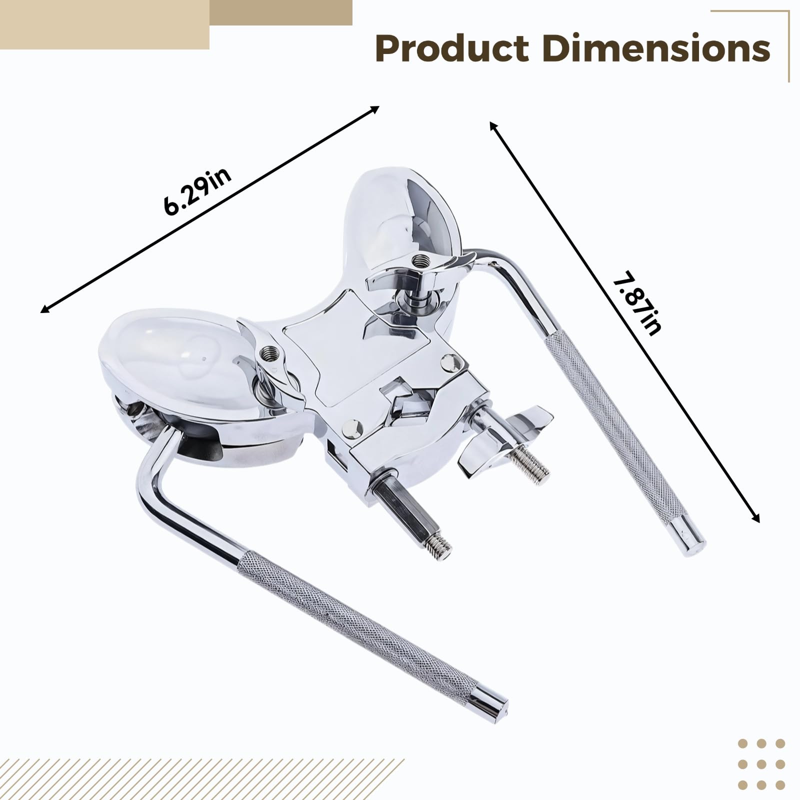 Morsetto per rack in lega di alluminio solido, supporto doppio per Tom, staffa di montaggio per tamburo elettrolitica, design resistente alla ruggine, perfetto per la sostituzione del set di tamburi