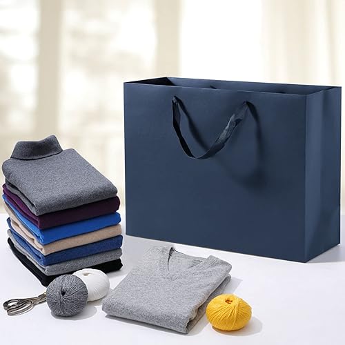 Miniatura 8 de driew Bolsas de regalo grandes, paquete de 12 bolsas de regalo extra grandes azul marino, asas de cinta, bolsas de regalo de papel resistente de