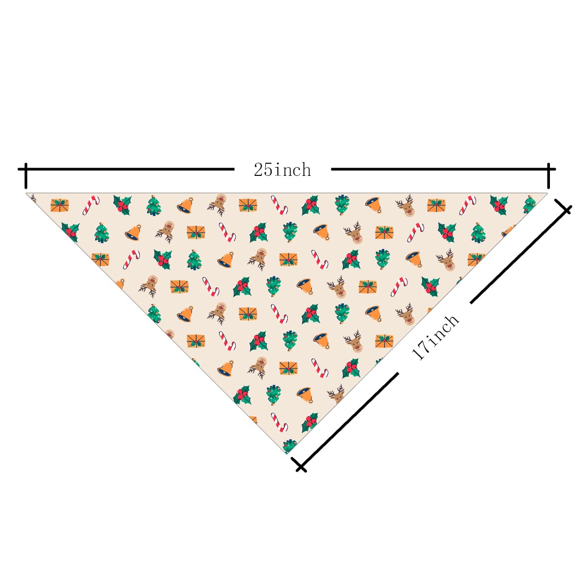 Condition photo showing New/Like New for Christmas Dog Bandana, Xmas Holly Candy Cane Pattern Pet Bandana, Christmas Reindeer Print Pet Kerchief, Adjustable Comfortable Triangle Dog Scarf for Small Medium Dogs