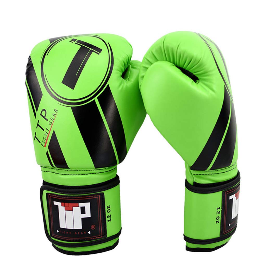 Pelle Guantoni da Boxe, Formazione Professionale Fighting Gloves, per Sparring, Kickboxing, Lottare, Punch Bags, Double Fine Palla di velocità (10 Once 12Z 14 Once),Black White,12oz