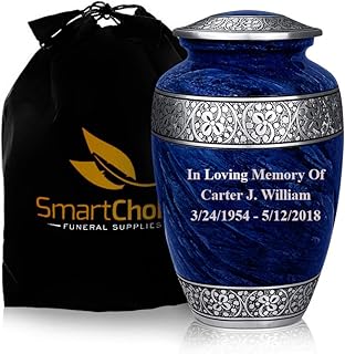 SmartChoice Personalized Cremation Urn for Human Ashes Adult Memorial Funeral Vase with Secure Lid