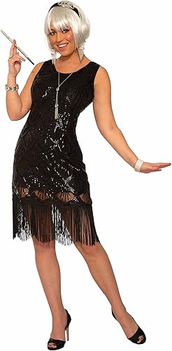 Forum Novelties Vestido flapper de flecos negros de los años 20 para mujer, Negro -